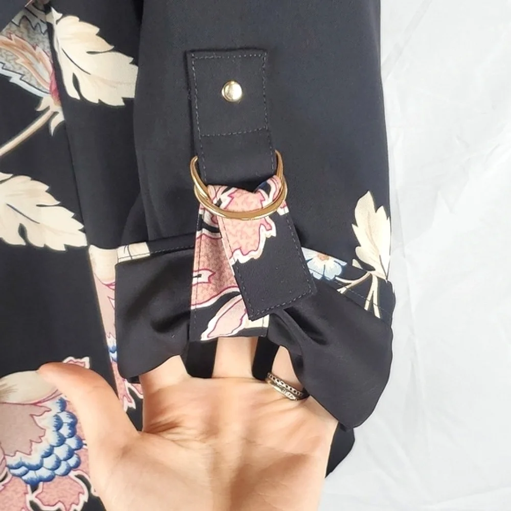 Chico's Black and Pink Floral Blazer‎ Jacket - Picture 4 of 9